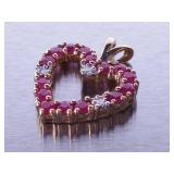 Ruby and Diamond Pendant in Yellow Gold