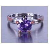 Ladies Large Brilliant Amethyst Solitaire Ring