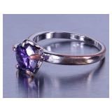 Ladies Large Brilliant Amethyst Solitaire Ring