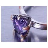 Ladies Large Brilliant Amethyst Solitaire Ring