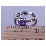Ladies Large Brilliant Amethyst Solitaire Ring