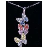 Ladies Natural Colored Sapphire Butterfly Necklace