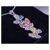 Ladies Natural Colored Sapphire Butterfly Necklace