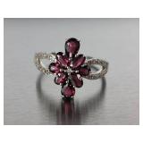 Ladies Garnet & Diamond Dinner Ring