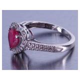 Ladies Ruby Heart Ring