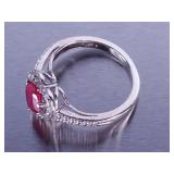 Ladies Ruby Heart Ring