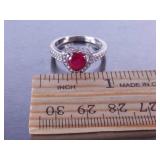 Ladies Ruby Heart Ring