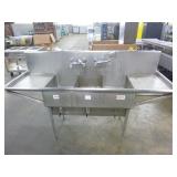 Commercial 3 Bay Sink with 2 Faucets