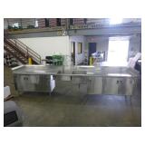 Stainless Double Sink with Stainless Shelves