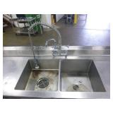 Stainless Double Sink with Stainless Shelves