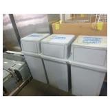 3 Rubbermaid Plastic Garbage Contaners