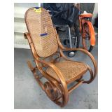 WOOD & WICKER ROCKING CHAIR