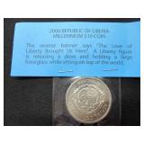6 2000 Liberian $10 Coins and 4 1/4 oz Copper Medallions