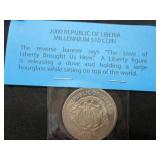 6 2000 Liberian $10 Coins and 4 1/4 oz Copper Medallions