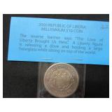 6 2000 Liberian $10 Coins and 4 1/4 oz Copper Medallions
