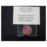 6 2000 Liberian $10 Coins and 4 1/4 oz Copper Medallions