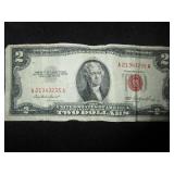 $2 Bills- Series 1953, 1976, 1953, 1928, $1 Bills- Both 1957