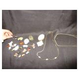 2 Necklaces, 2 Very Small Containers, Many Small Animals
