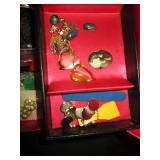 Old Jewelry Box With Jewelry Inside