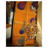 Old Jewelry Box With Jewelry Inside