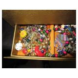 Old Jewelry Box With Jewelry Inside