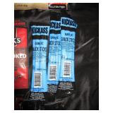 Total 0f 30 : Peppered, Siracha, Jalapeno, Teriyaki, Hickory Smoked bags of beef jerky. Plus peppered, garlic, sweet&hot jerky sticks