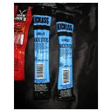 Total 0f 30 : Peppered, Siracha, Jalapeno, Teriyaki, Hickory Smoked bags of beef jerky. Plus peppered, garlic, sweet&hot jerky sticks