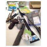 Bathroom and Kitchen Hardware - Miter box with Saw - Craftsman Drill - and Garage items