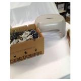 Box of Small Antique Wheels - Power cords, Some ends cut off, 2 Step Stools,