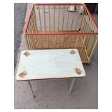 Nockonwood Playpen Antique Vintage Old Crib Wooden and table