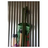 Plastic Fence Posts, Small Spade, and Lawn Ornaments