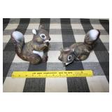 Squirrel Figurines and Enamel Bucket