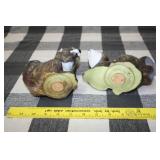 Squirrel Figurines and Enamel Bucket