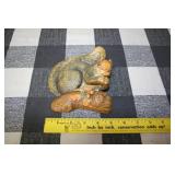 Squirrel Figurines and Enamel Bucket