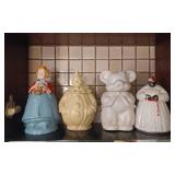4-Collector Cookie Jars, 1-Cast Iron Match Holder