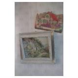 4-Piece Vintage Wall Decor (Pair Of Pictures, Wall Mag Rack, Pressed Paper Ad)