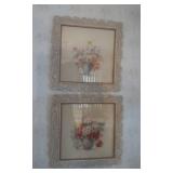 Pair Of Fancy Frame Floral Pictures By M. Black