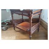 Vintage Parlor Table (Has Damage-34x24x29), Includes Decor On Top (Victorian Lamps, Music Boxes, Doilies, Wedgwood Trinket Box, More!