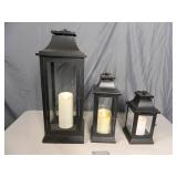3 Genuine Luminara Lanterns with Luminara Flameless Candles 3 Genuine Luminara Lanterns with Luminara Flameless Candles