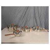 New 8 Piece Rose Gold Stainless Elle Decor Pot and Pan Set