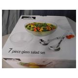 New 7 Piece Glass Salad Set