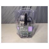 New 20 Piece Silverware Set with Chrome Caddy New 20 Piece Silverware Set with Chrome Caddy