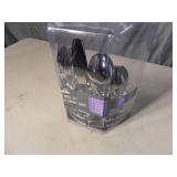 New 20 Piece Silverware Set with Chrome Caddy New 20 Piece Silverware Set with Chrome Caddy