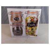 New 3 Piece Chalkboard Glass Canister Set with Gasket New 3 Piece Chalkboard Glass Canister Set with Gasket
