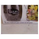 New 3 Piece Chalkboard Glass Canister Set with Gasket