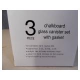 New 3 Piece Chalkboard Glass Canister Set with Gasket