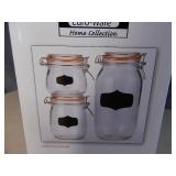 New 3 Piece Chalkboard Glass Canister Set with Gasket