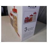 New 3 Piece Glass Canister Set with Red Lids New 3 Piece Glass Canister Set with Red Lids