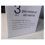 New 3 Piece Glass Canister Set with Red Lids New 3 Piece Glass Canister Set with Red Lids
