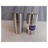 2 New Meadowcraft 20 oz Tumblers with Metal Straws